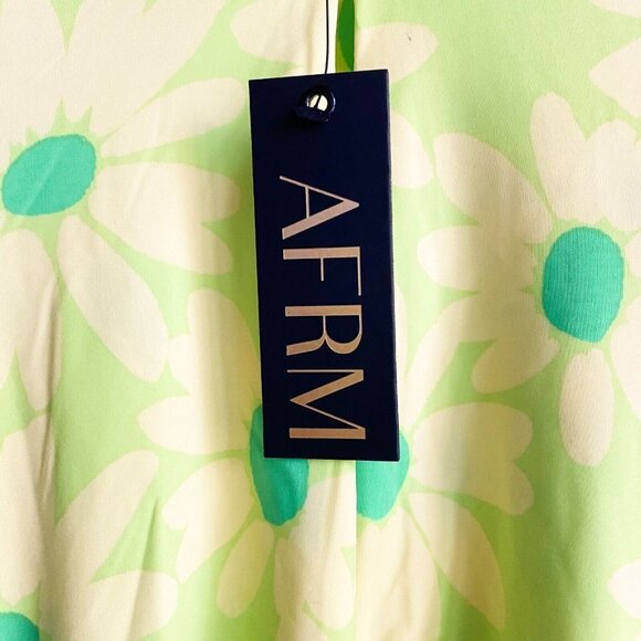 NWT AFRM Lime Green Yellow Floral Long Sleeve Jodi Dress L - Picture 6 of 10
